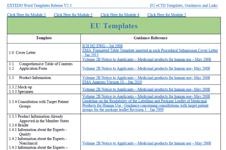 eCTDtemplates - Simplify your authoring process of eCTD dossiers | EXTEDO