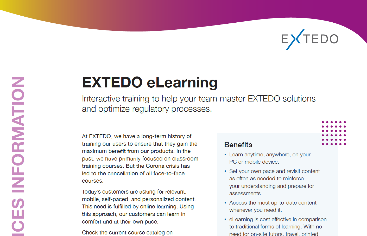 EXTEDO Education and Training Offerings | EXTEDO