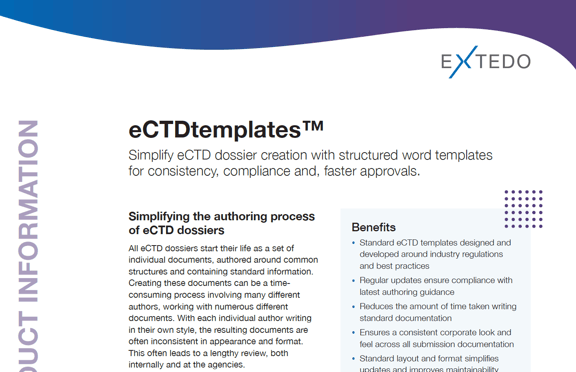Ectd Module 3 Format eCTDtemplates - Simplify your authoring process of eCTD dossiers | EXTEDO